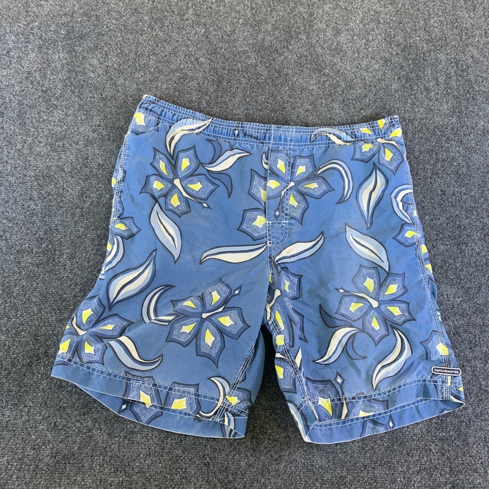 Billabong Board Shorts Mens Large Blue Floral Surfing Outdoor Elastic Waist Logo